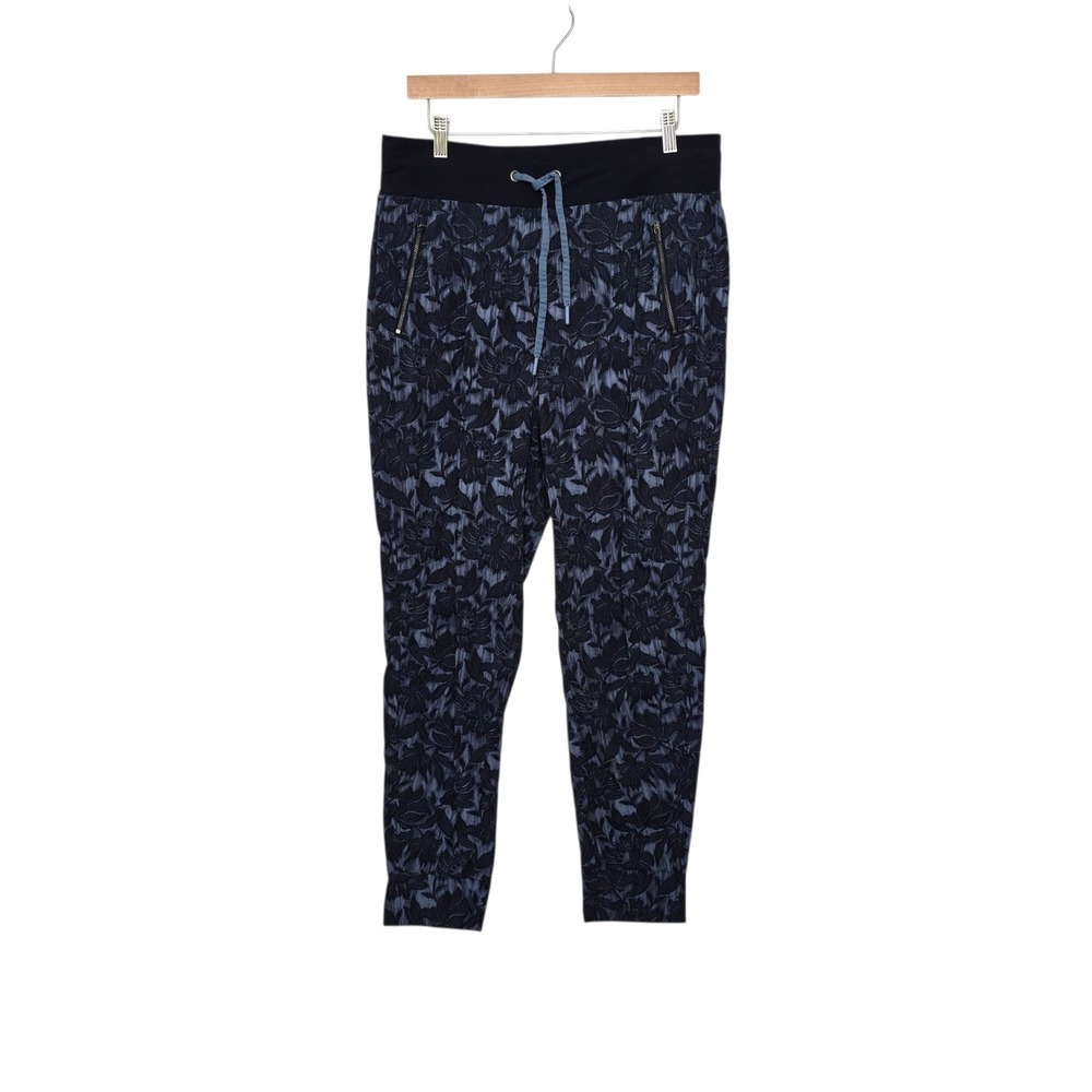 Athleta Trekkie North Jogger Floral Jacquard Blue Black‎ Pants Size 12 Tall